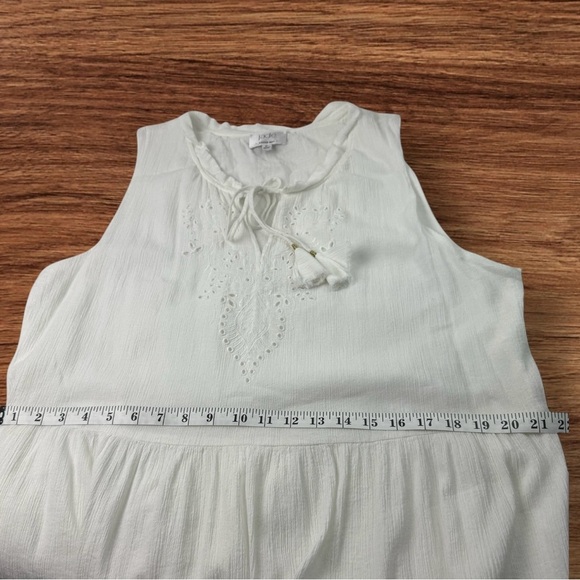 Johnny Was Jade Dress Midi White Embroidered Eyelet Boho Tiered Lined SZ L Cotta - Picture 12 of 15
